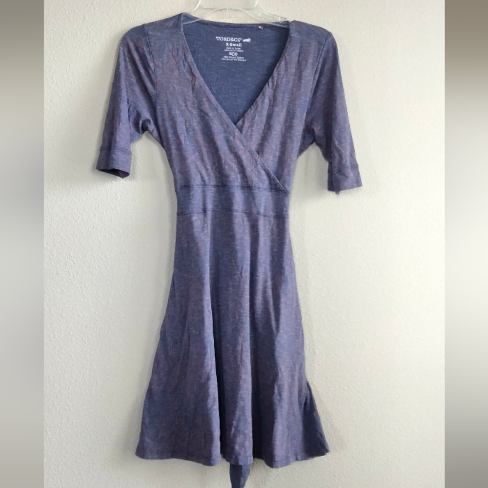 Toad&Co Size XS Blue Gray With Salmon Patterned Fit and Flare Midi Dress
